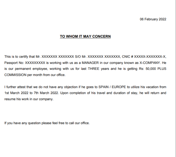 employment letter for visa services - Image 2