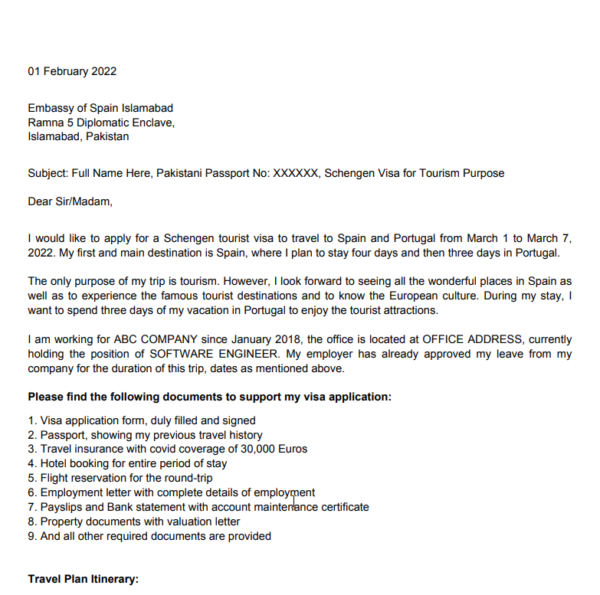 cover letter & travel plain visa services - Image 2